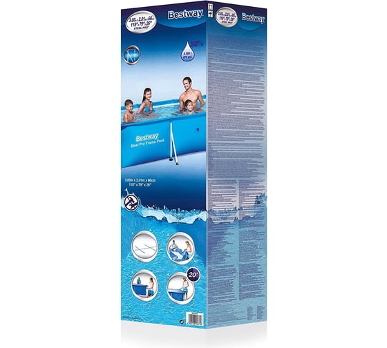 Каркасный бассейн BestWay 300х201х66 см, прямоугольный 56404 BW 030560
