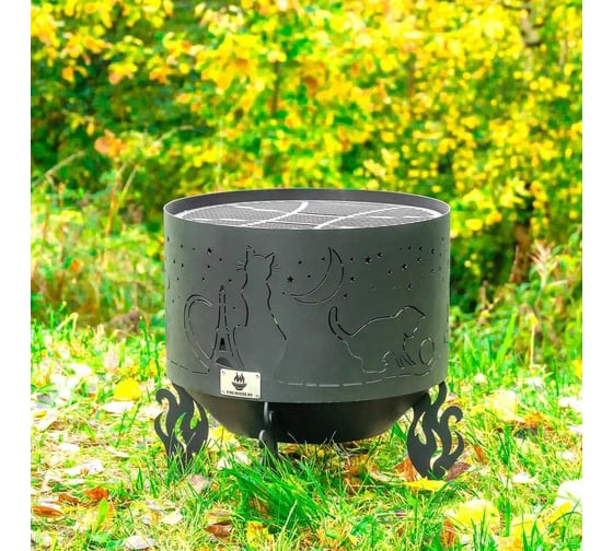 Костровая чаша Fire-House Коты и Звезды диам. 800 мм, коническое дно Ch-800коты