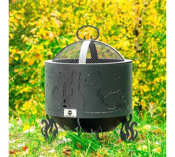 Костровая чаша Fire-House Коты и Звезды диам. 800 мм, коническое дно Ch-800коты