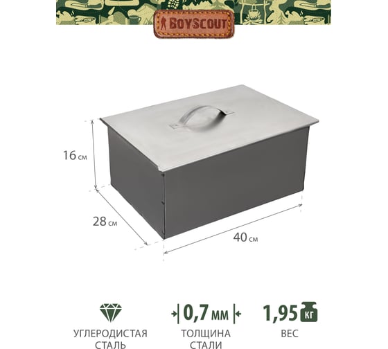 Двухъярусная коптильня BOYSCOUT 400х280х160мм 61242