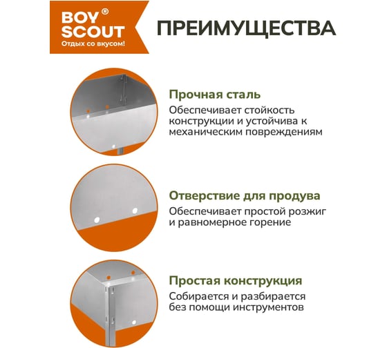 Сборный мангал без шампуров BOYSCOUT 500х300х500мм 61232
