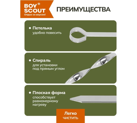 Набор плоских шампуров BOYSCOUT 6 шт., 45 см 61326
