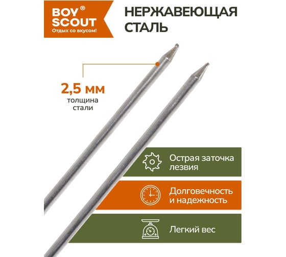 Набор двойных шампуров BOYSCOUT 38 см, 4 шт. 61052