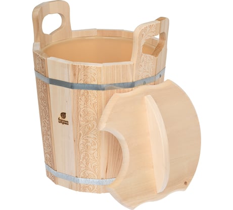 Запарник с пластиковой вставкой и крышкой Банные штучки Цветочный орнамент 14л 32695