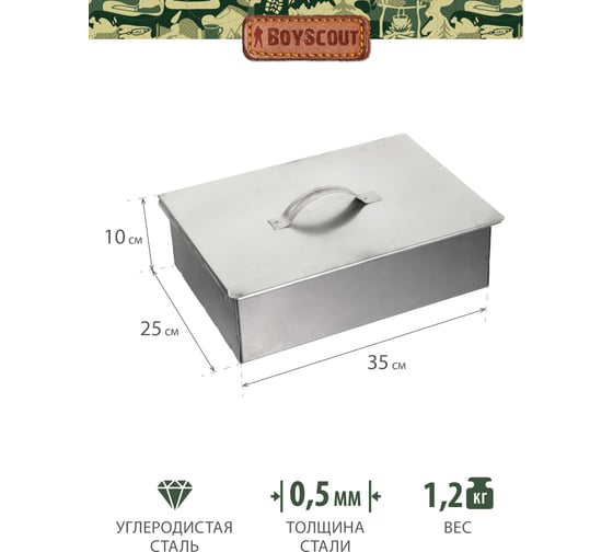 Одноярусная коптильня BOYSCOUT 350х250х100 мм 61492