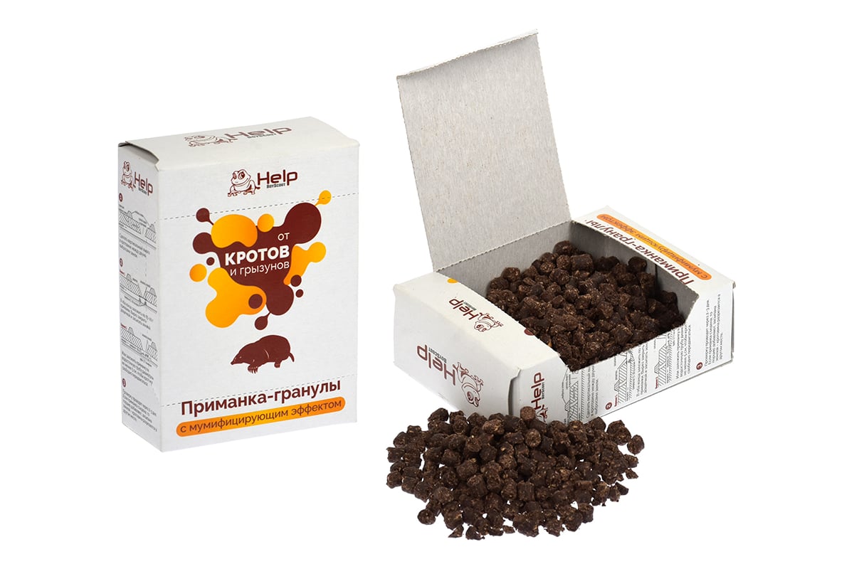 Приманка-гранулы для уничтожения КРОТОВ коробка 100 г HELP 80111 ...