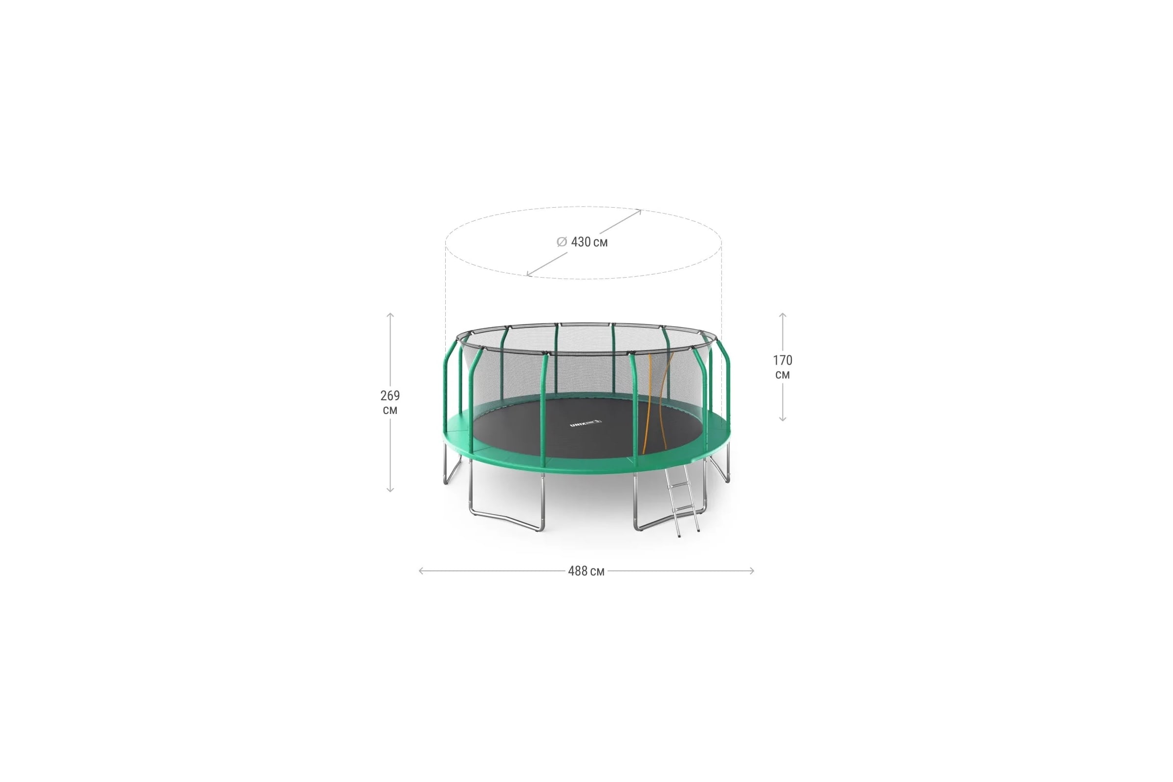 Батут UNIXline supreme basic 16 ft green TRUSUB16G — фото 3