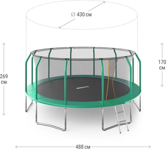 Батут UNIXline unix line supreme basic 16 ft green TRUSUB16G