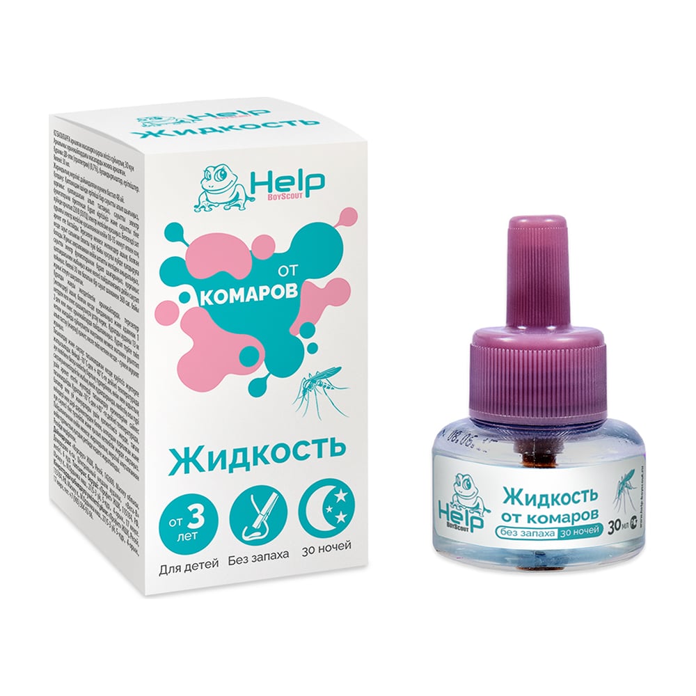 Жидкость от комаров для детей Help, без запаха, 30 ночей