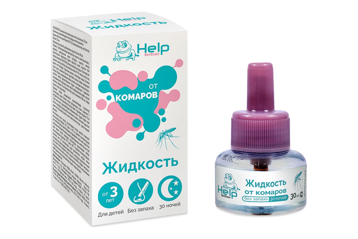 Детская жидкость от комаров HELP, 30 ночей 80524 - выгодная цена, отзывы,  характеристики, фото - купить в Москве и РФ