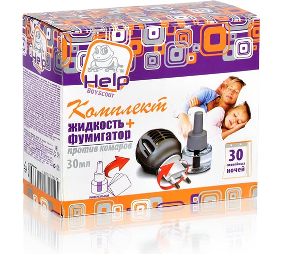 Комплект от комаров HELP 30 ночей фумигатор + жидкость 80502