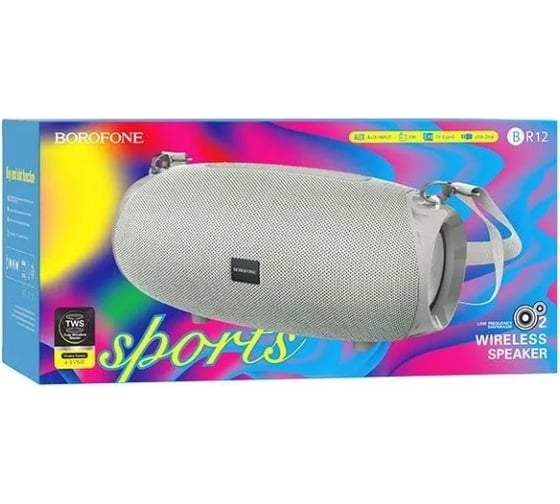 Колонка Borofone Bluetooth br12 amplio sports tws bt 5.0, 5wх2, aux/microsd/usb/fm серая 0L-MG-WF862