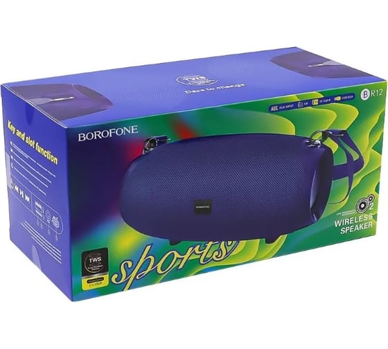 Колонка Borofone Bluetooth br12 amplio sports tws bt 5.0, 5wх2, aux/microsd/usb/fm синяя 0L-MG-WF861