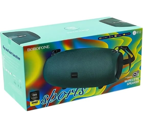Колонка Borofone Bluetooth br12 amplio sports bt 5.0, 5wх2, aux/microsd/usb/fm зеленая 0L-MG-WF864