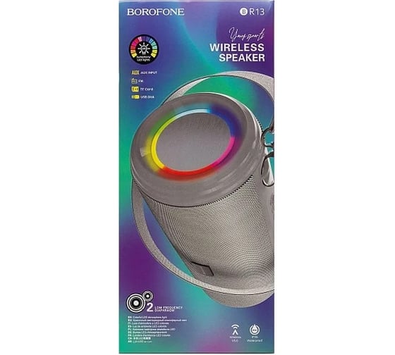Колонка Borofone Bluetooth br13 young sports bt 5.0, 5wx2, aux/microsd/usb/fm серая 0L-00050018