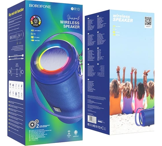 Колонка Borofone Bluetooth br13 young sports bt 5.0, 5wx2, aux/microsd/usb/fm синяя 0L-00050017