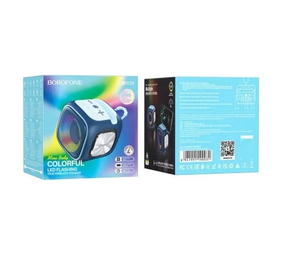 Колонка Borofone Bluetooth br29 interest sports bt 5.3, 7w, microsd/usb/fm/tws, rgb черная 0L-00058090