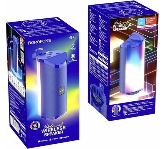 Колонка Borofone Bluetooth br5 adventure sports bt 5.0, 5wx2, aux/microsd/usb/fm синяя 0L-00048577
