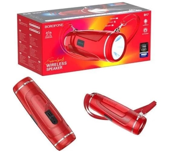 Колонка Borofone Bluetooth br7 empyreal sports bt 5.0, 5wx2, aux/microsd/usb/fm красная 0L-00048846