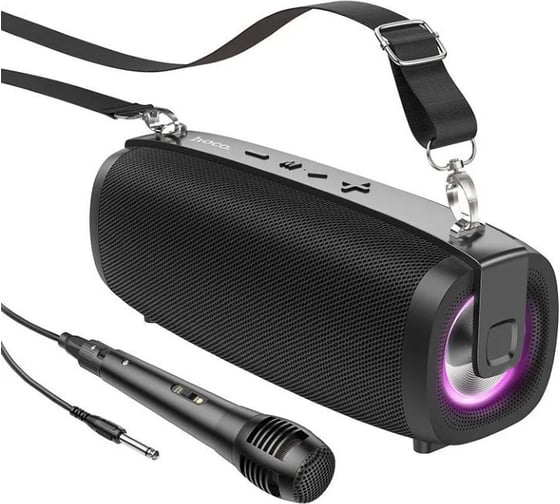 Колонка Hoco Bluetooth bs55 gallant bt5.3, 2x5w, aux/usb/microsd/mic + микрофон, rgb черный 0L-00057361 1