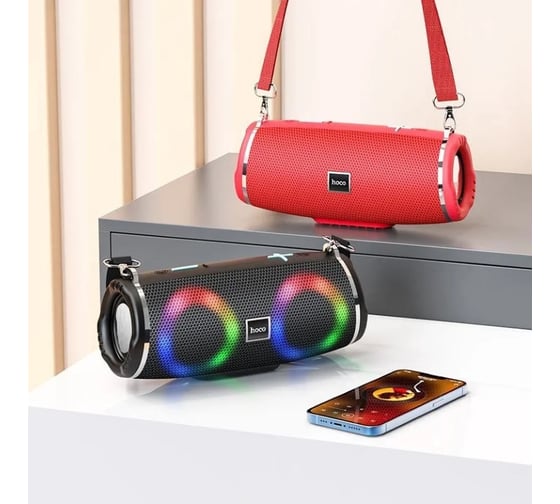 Колонка Hoco Bluetooth hc12 sports bt5.0, 2x5w, aux/fm/microsd/microusb/usb, rgb, громкость +/- кра 0L-00057095