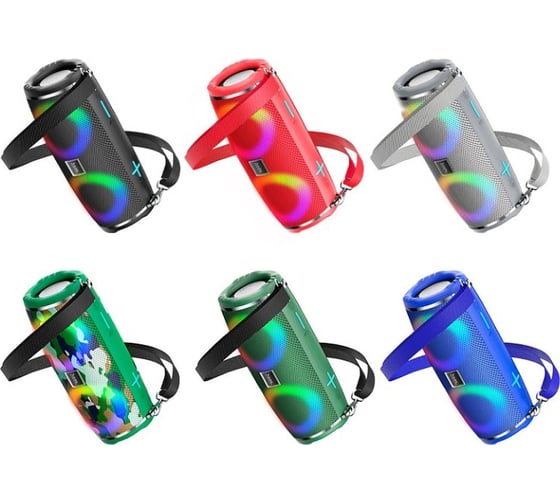Колонка Hoco Bluetooth hc12 sports bt5.0, 2x5w, aux/fm/microsd/microusb/usb, rgb, громкость +/- сер 0L-00057096