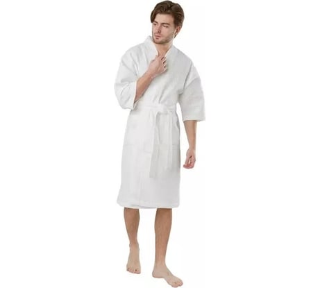 Вафельный халат-кимоно Luscan 220 г/м2, 54-58/XL, белый 1196695
