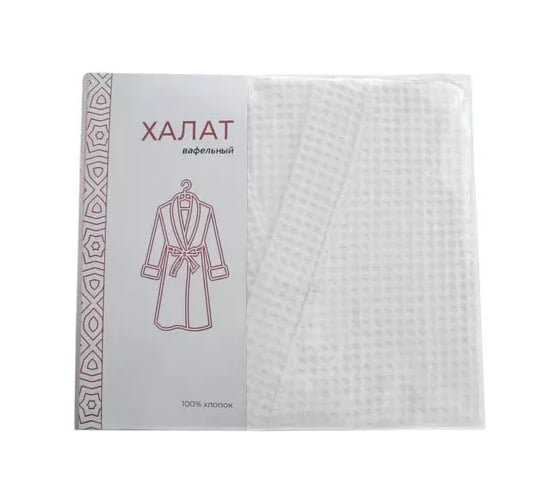 Вафельный халат-кимоно Luscan 220 г/м2, 54-58/XL, белый 1196695