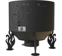 Костровая чаша FIRE-HOUSE коты и звезды диаметр 600 мм, с зольником Ch1-600коты и звезды