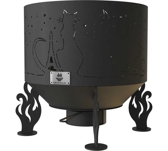 Костровая чаша FIRE-HOUSE коты и звезды диаметр 600 мм, с зольником Ch1-600коты и звезды 1