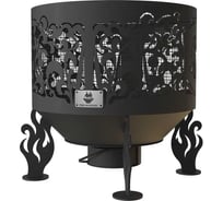 Костровая чаша FIRE-HOUSE лев диаметр 600 мм, с зольником и защитной сварной сеткой Ch2-600лев