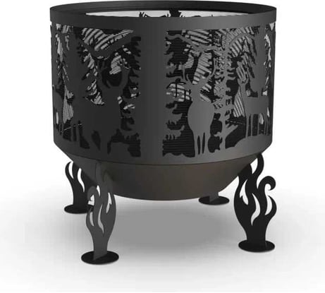 Костровая чаша FIRE-HOUSE олени диаметр 500 мм, с защитной сварной сеткой Ch4-500олени