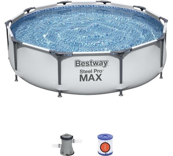 Круглый бассейн на стойках BestWay 4037834 steel pro max 305x76 см, фильтр-насос 4048124973080