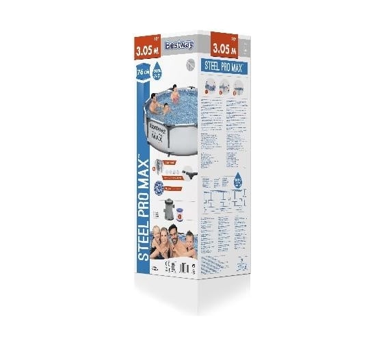 Круглый бассейн на стойках BestWay 4037834 steel pro max 305x76 см, фильтр-насос 4048124973080