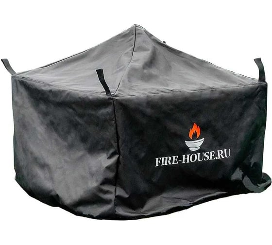 Чехол для костровой чаши FIRE-HOUSE черный, с крышкой CheholKR-листья-620-ч 1