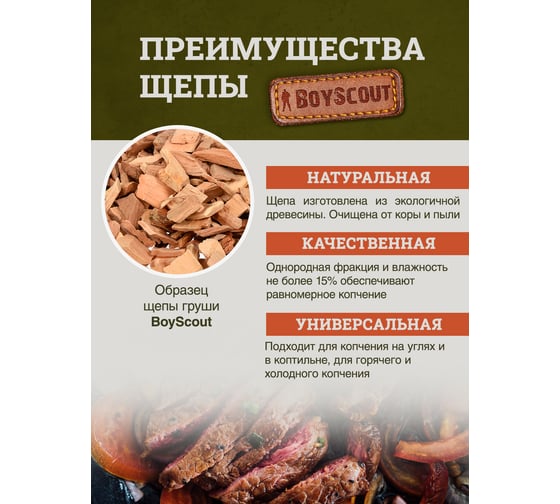 Щепа для копчения BOYSCOUT Груша , 1 л 25 61094