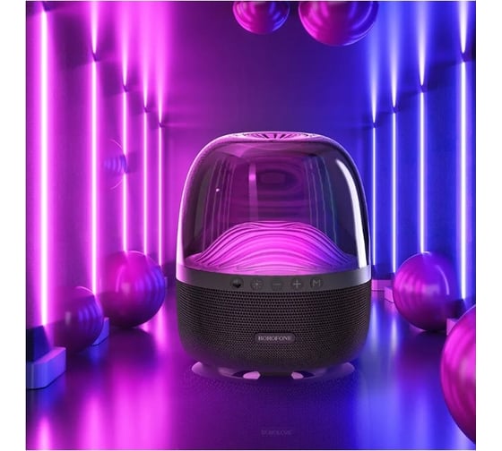 Bluetooth-колонка Borofone bp8 glazed bt 5.0, 2x5 Вт, aux/microsd/led, черный 0L-00057171