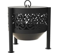 Комплект: костровая чаша FIRE-HOUSE ажурная диаметр 50 см на трубчатых ножках с крышкой пламегасителем Ch3-500ажурная