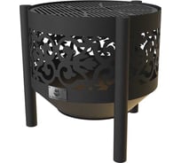 Комплект: костровая чаша FIRE-HOUSE ажурная диаметр 60 см на трубчатых ножках с решеткой гриль Ch5-600ажурная