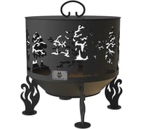 Комплект: костровая чаша FIRE-HOUSE деревья диаметр 50 см коническое дно с крышкой пламегасителем Ch11-500деревья