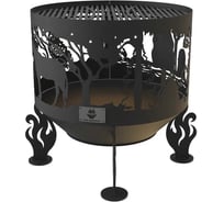 Комплект: костровая чаша FIRE-HOUSE ежик в тумане, диаметр 50 см с решеткой гриль Ch7-500ежик