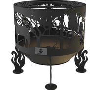 Комплект: костровая чаша FIRE-HOUSE ежик в тумане, диаметр 50 см с подставкой под казан Ch8-500ежик