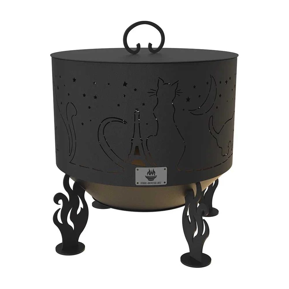 Комплект FIRE-HOUSE костровая чаша коты и звезды диаметр 60 см с .