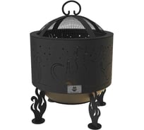 Комплект FIRE-HOUSE костровая чаша коты и звезды диаметр 50 см с крышкой искрогасителем Ch6-500коты и звезды