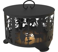 Комплект FIRE-HOUSE костровая чаша олени диаметр 50 с плоским дном с крышкой пламегасителем Pd1-500олени