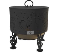 Комплект FIRE-HOUSE костровая чаша коты и звезды диаметр 50 см с плоской крышкой Ch4-500коты и звезды