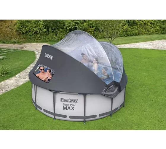 Каркасный бассейн Bestway Steel Pro Max 366x100см, 9150л, с навесом, с фильтр-насосом, 2006 л/ч, лестница 5619N BW