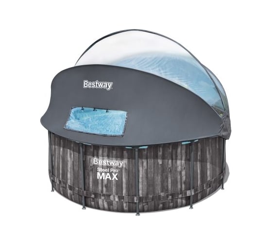 Каркасный бассейн Bestway Steel Pro Max 366x122см, 10250л, с навесом, с фильтрационным насосом 2006л/ч, лестница, тент 5619K BW