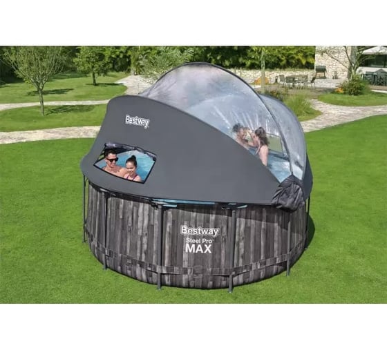 Каркасный бассейн Bestway Steel Pro Max 366x122см, 10250л, с навесом, с фильтрационным насосом 2006л/ч, лестница, тент 5619K BW