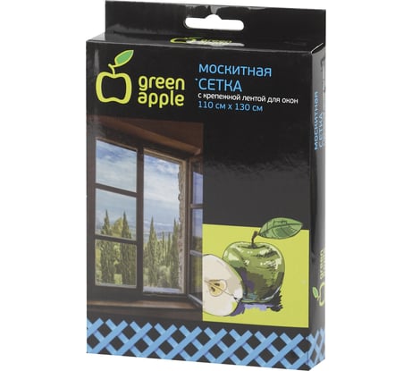 Москитная сетка для окон GREEN APPLE GBN002 110х130 см сетка + крепежная лента Б0032058